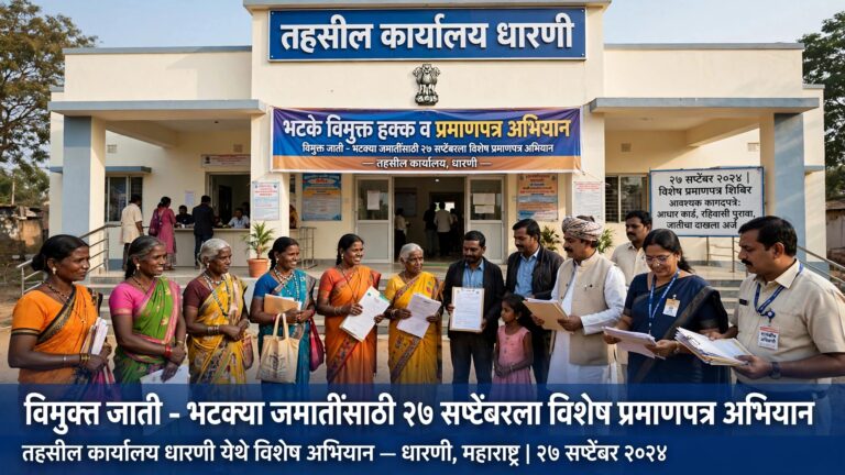 विमुक्त जाती-भटक्या जमातींसाठी २७ सप्टेंबरला धारणीत विशेष प्रमाणपत्र अभियान
